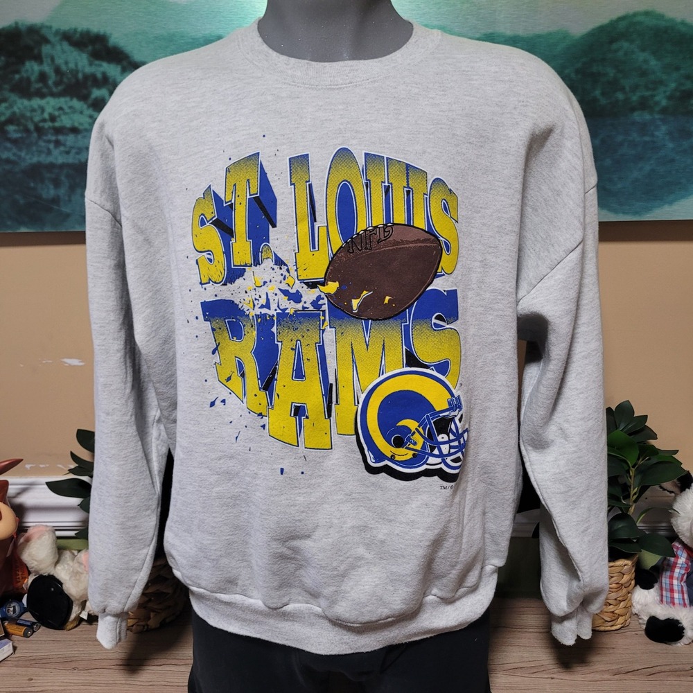 Vintage St Louis Rams NFL Locker Line Sweatshirt Grey 1995 NFLP Licensed rare